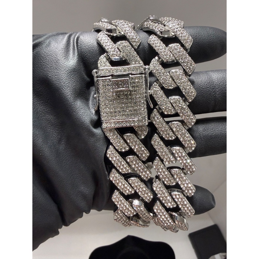 cuban chain iced out vvscz over stainless 24inch 19.5mm triple lock box - Picture 4 of 6